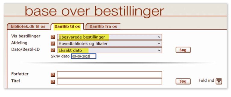 Skærmbillede af BOB-basen